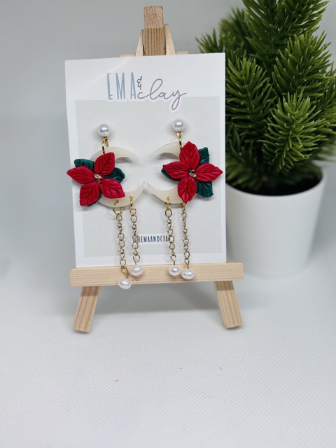 •	Moonlight Poinsettia Earrings