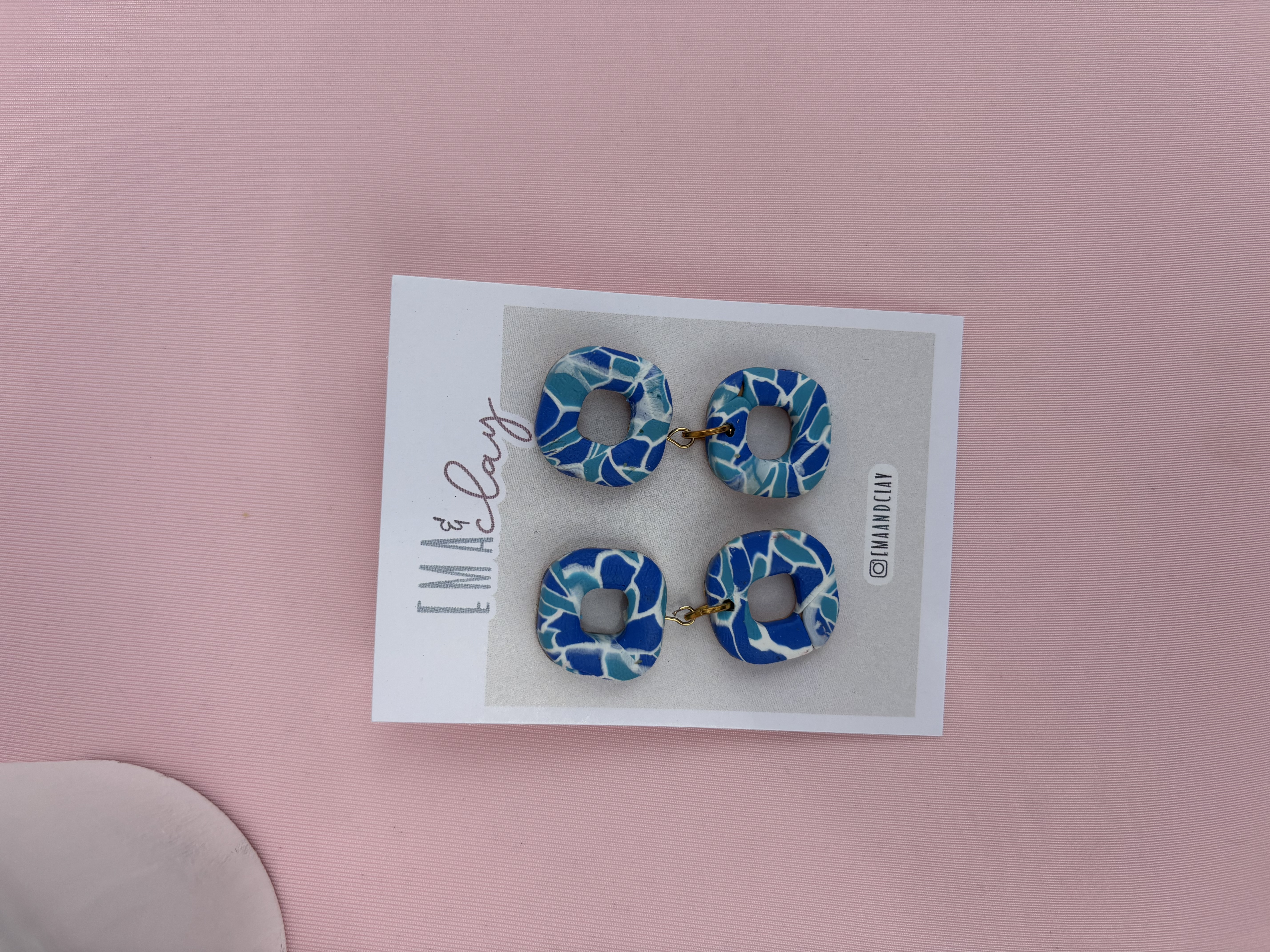 Blue and white earrings