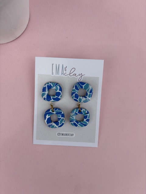 Blue and white earrings
