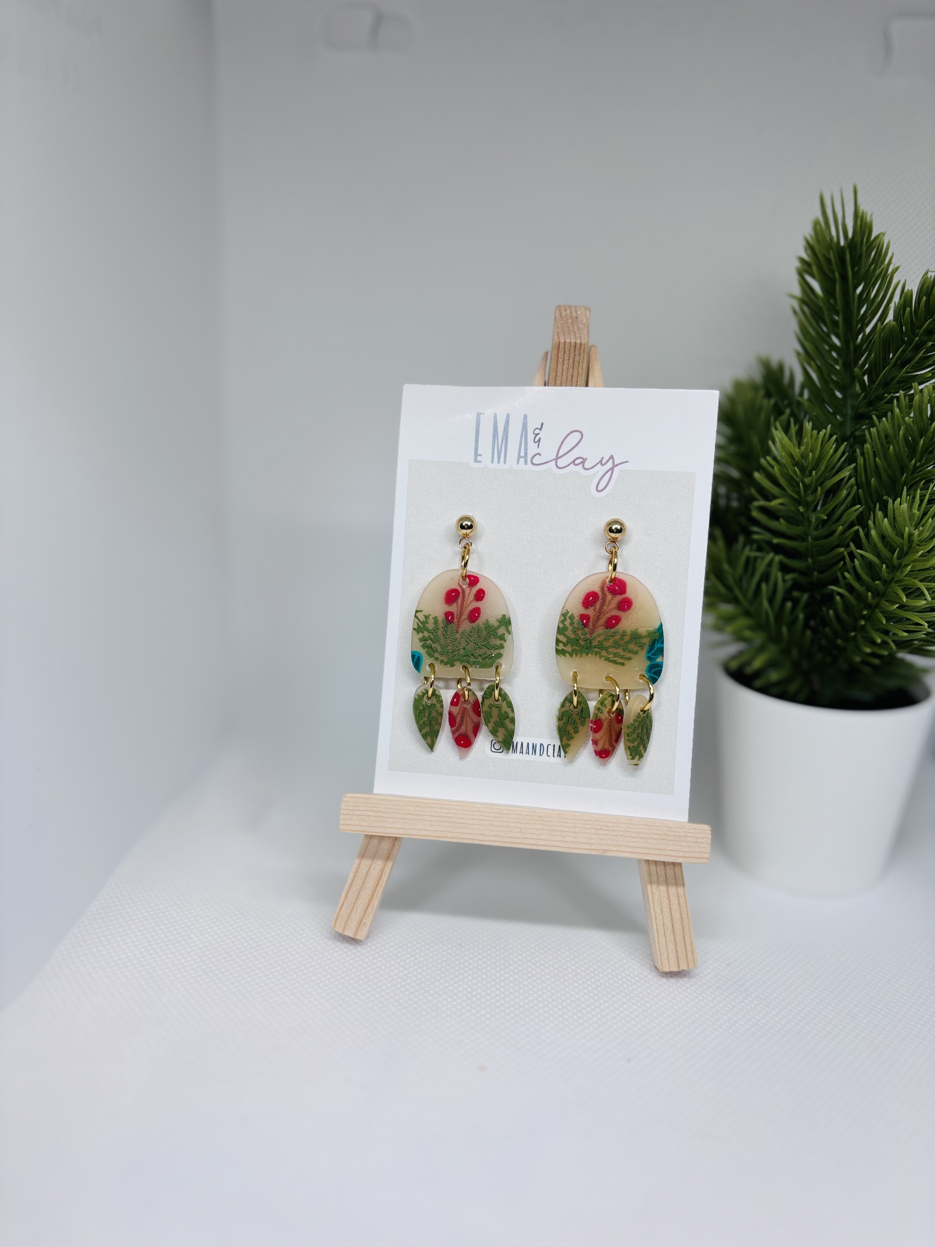 Cherry Poinsettia Earrings