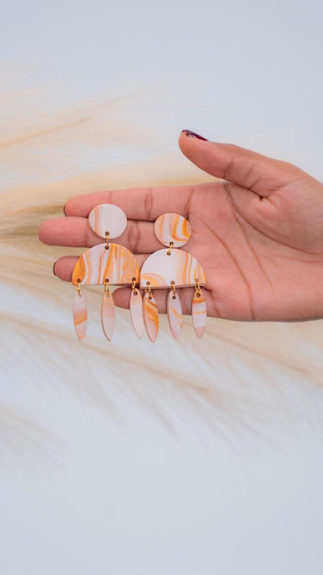 Handmade marbled clay earrings